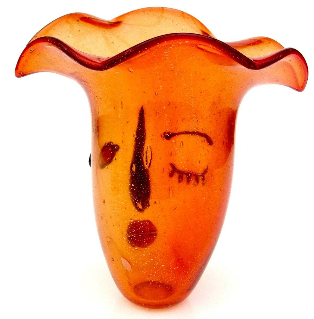 Tribute to Picasso Large Art Glass Flamboyant Fazzoletto Face Vase Maria 1