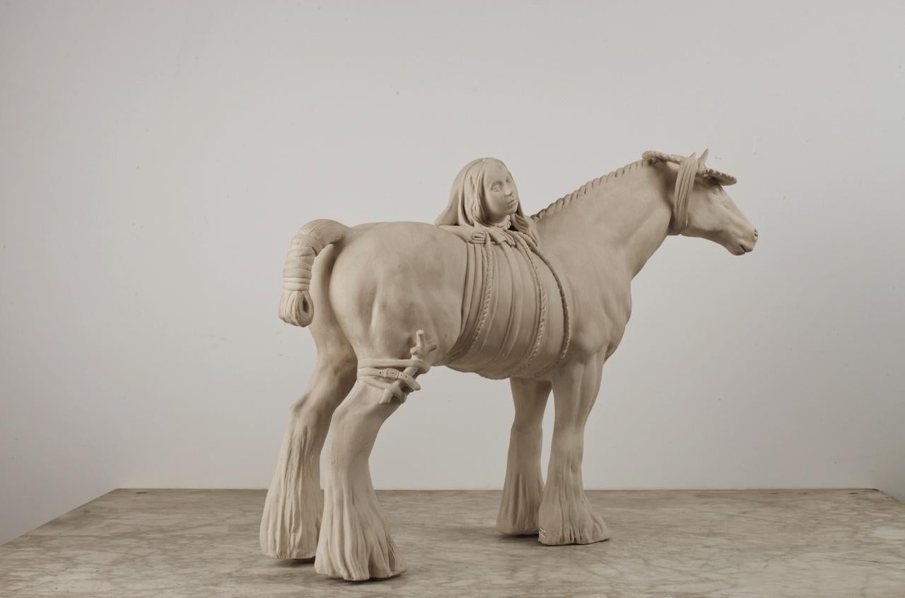Loud Neigh - Gray Figurative Sculpture by Tricia Cline