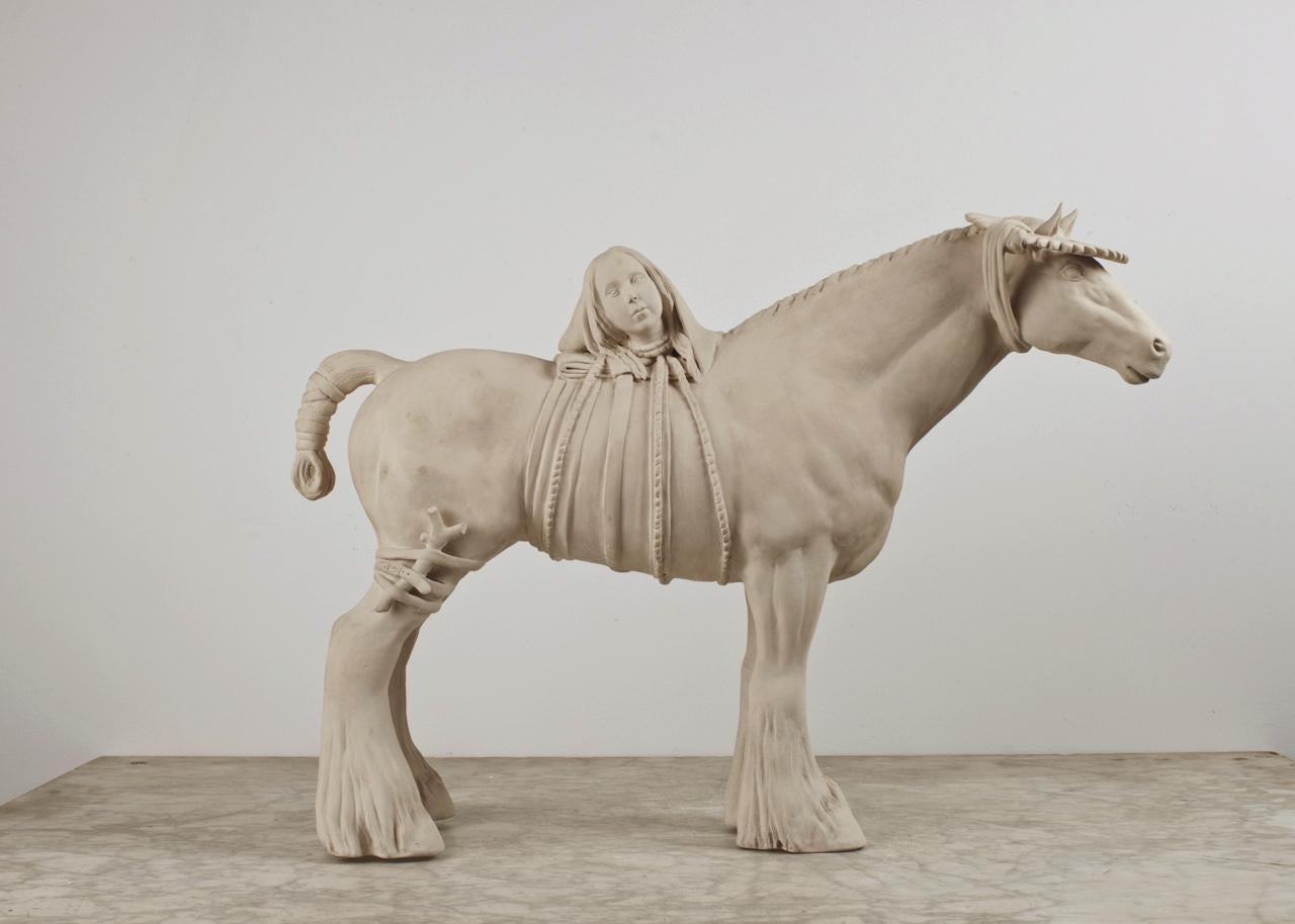 Tricia Cline Figurative Sculpture - Loud Neigh