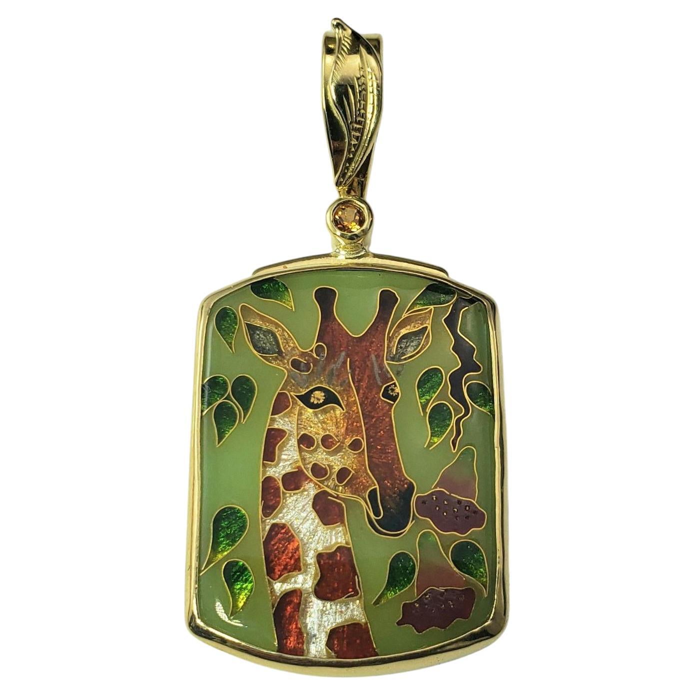 Tricia Young 18K Yellow Gold Enameled Giraffe Pendant #21034 For Sale