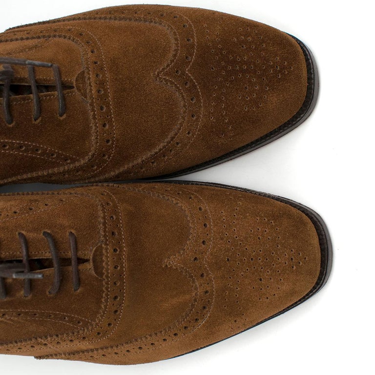 Tricker's of England Brown Suede Oxford Shoes UK 7.5 For Sale at 1stdibs