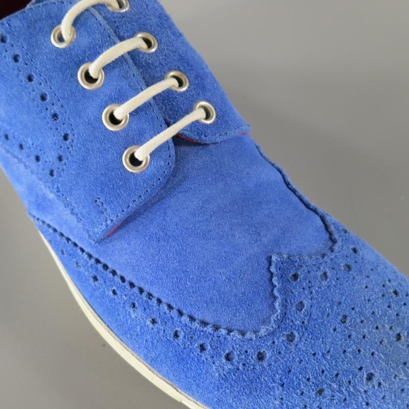 TRICKER'S X JUNYA WATANABE 11 Blue Suede Wingtip Brogue Sneakers In Good Condition In San Francisco, CA