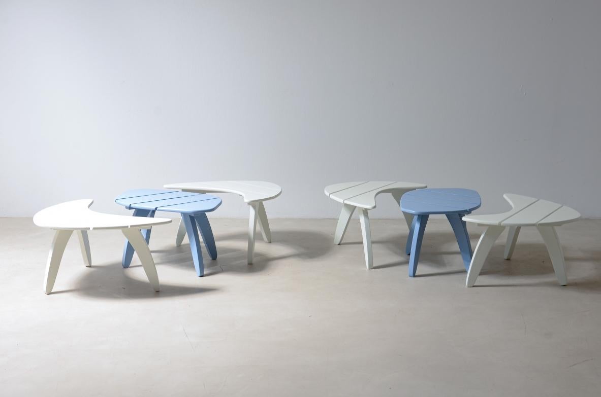 Mid-Century Modern Deux ensembles de tables basses Tricofort France en vente