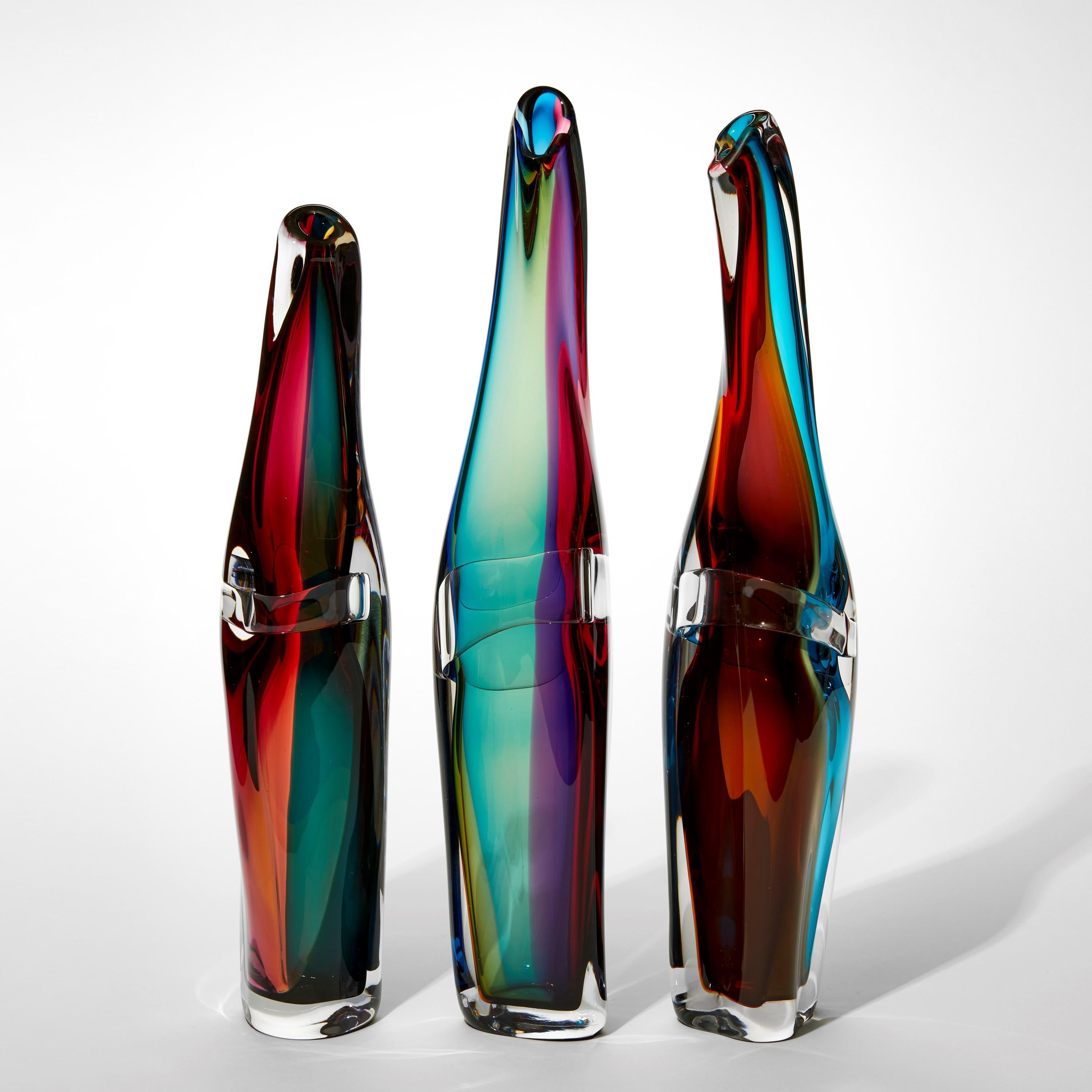 Organic Modern Tricolarial 40, a multicoloured handblown sculptural vase by Vic Bamforth For Sale