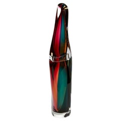 Tricolarial 40, a multicoloured handblown sculptural vase by Vic Bamforth