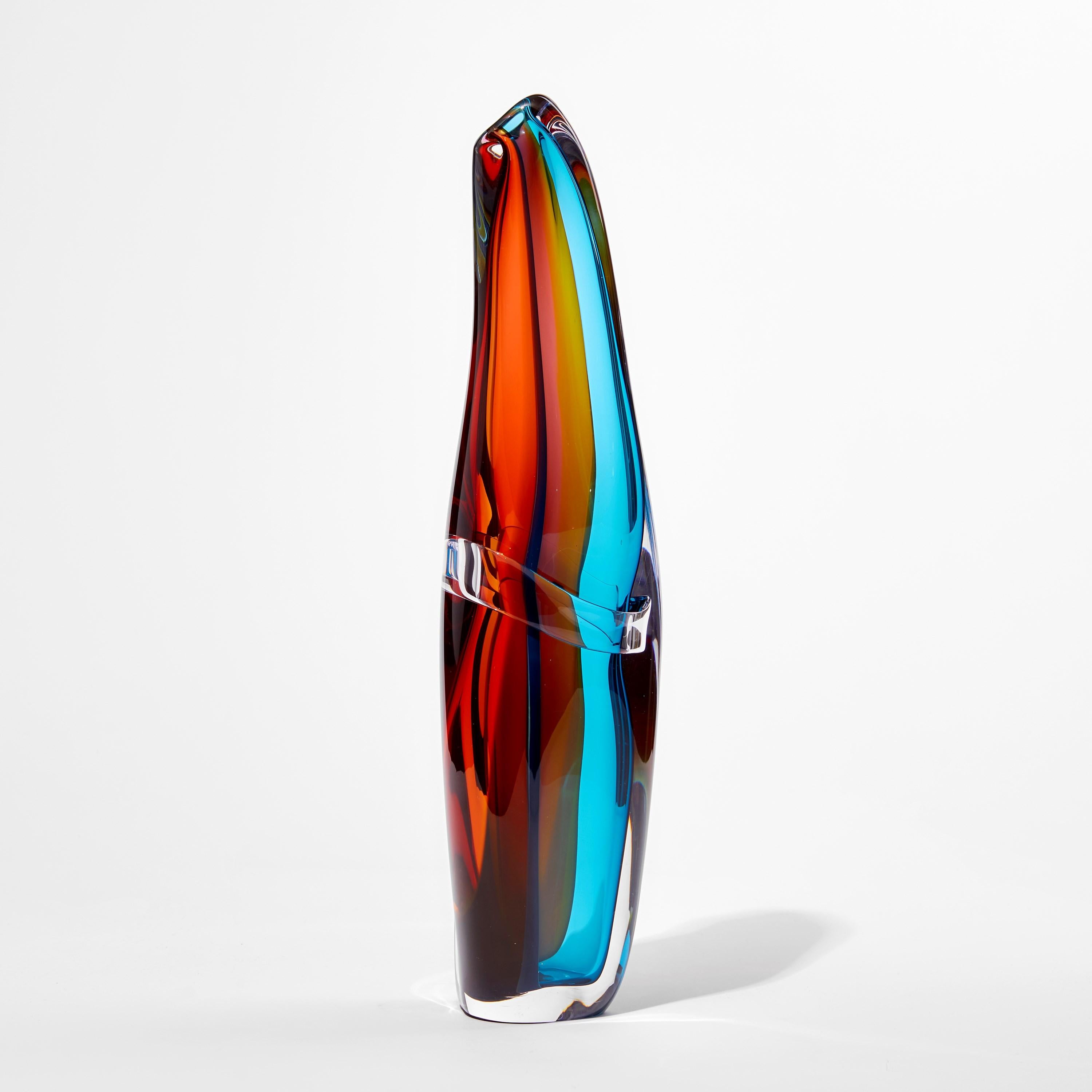Organico moderno Tricolarial 50, un vaso unico in vetro rosso, viola, blu e verde di Vic Bamforth in vendita