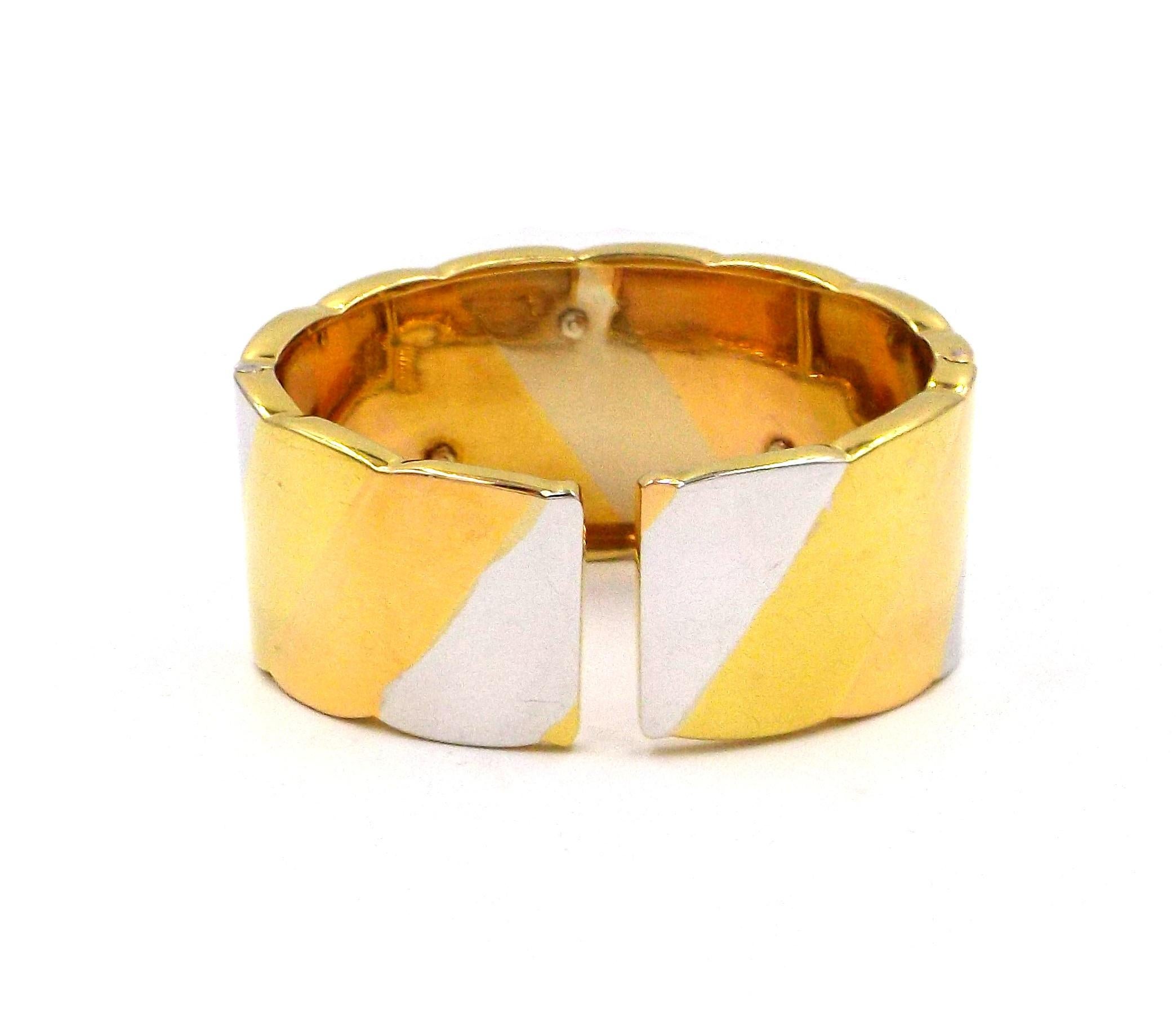 Round Cut Tricolor 18K Gold Diamond Elephant Cuff Bracelet