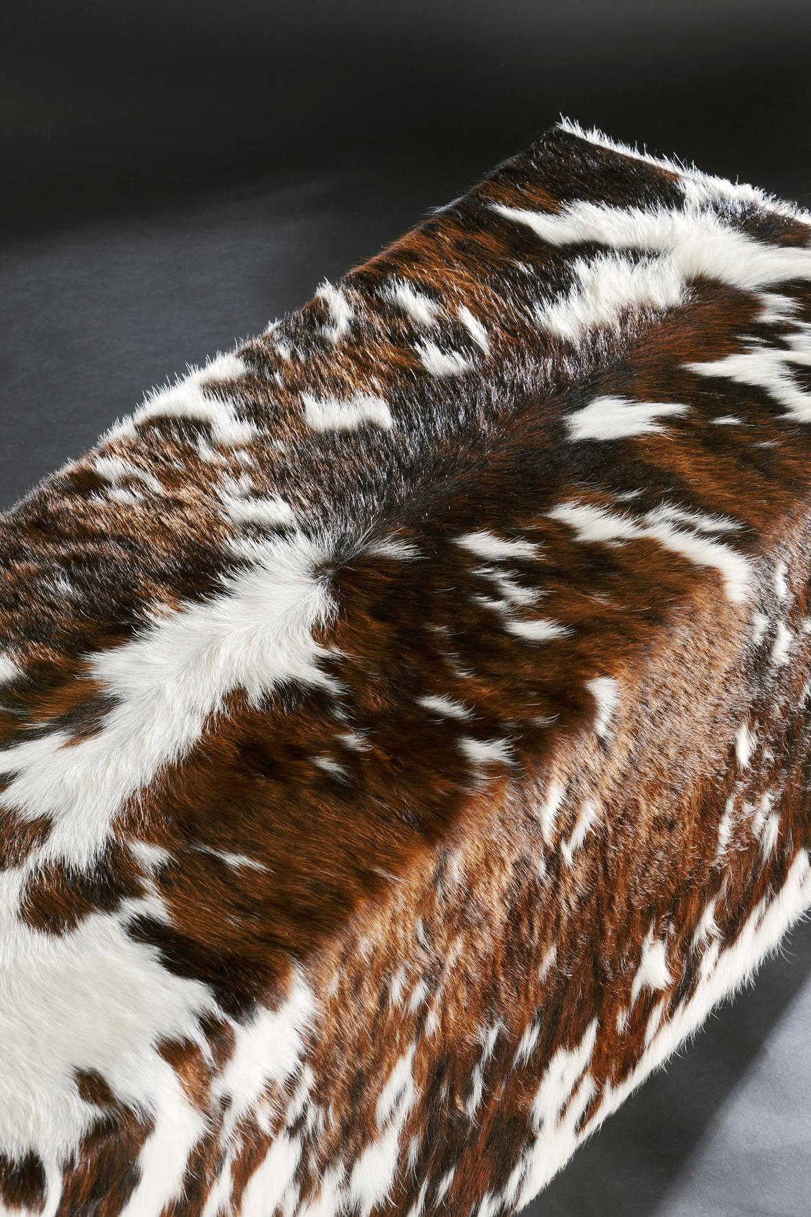 Hand-Crafted Tricolor Cowhide Bench