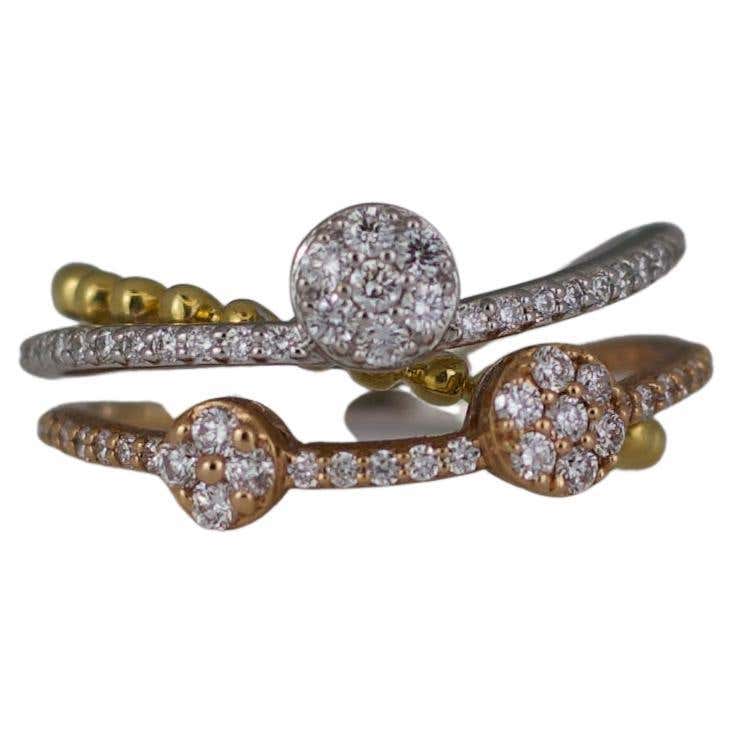 Stackable Tricolor Bezel Rings For Sale at 1stDibs