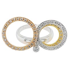 Spinner-Ring aus dreifarbigem Gold und Diamanten