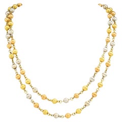 Tricolor Gold Bead Long Necklace