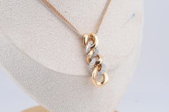 Dreifarbiges Goldcollier mit Diamantbesatz aus 18 Karat Gold