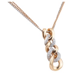 Dreifarbiges Goldcollier mit Diamantbesatz aus 18 Karat Gold