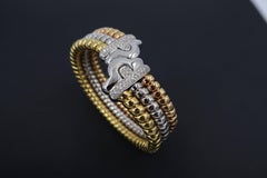 Tricolor Gold Pavé Diamond Bangle