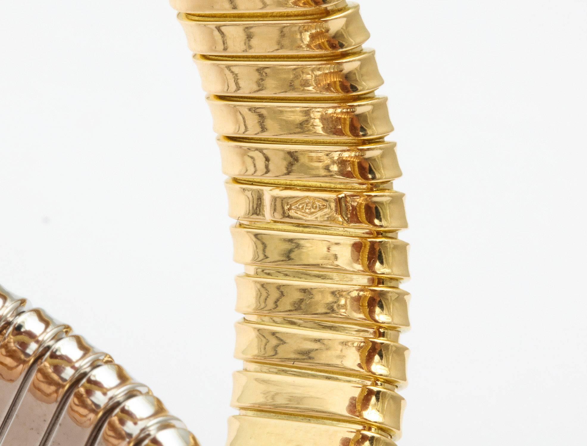 Tricolor Gold Tubogas Rolling Bracelet In New Condition In New York, NY