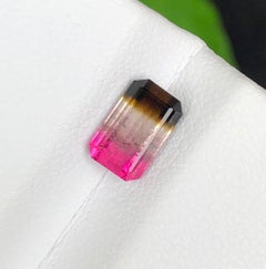 Gema suelta de turmalina tricolor natural «parti» de 1,40 quilates, corte esmeralda, para anillo