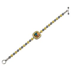 Tricolor Silver Bracelet with Mosaic Gemstone, Dimitrios Exclusive B83-2