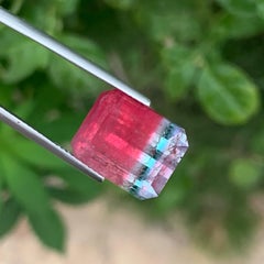 Tricolor Tourmaline 14 carats Raspberry Red Minty Blue Soft Blush Pink Gemstone