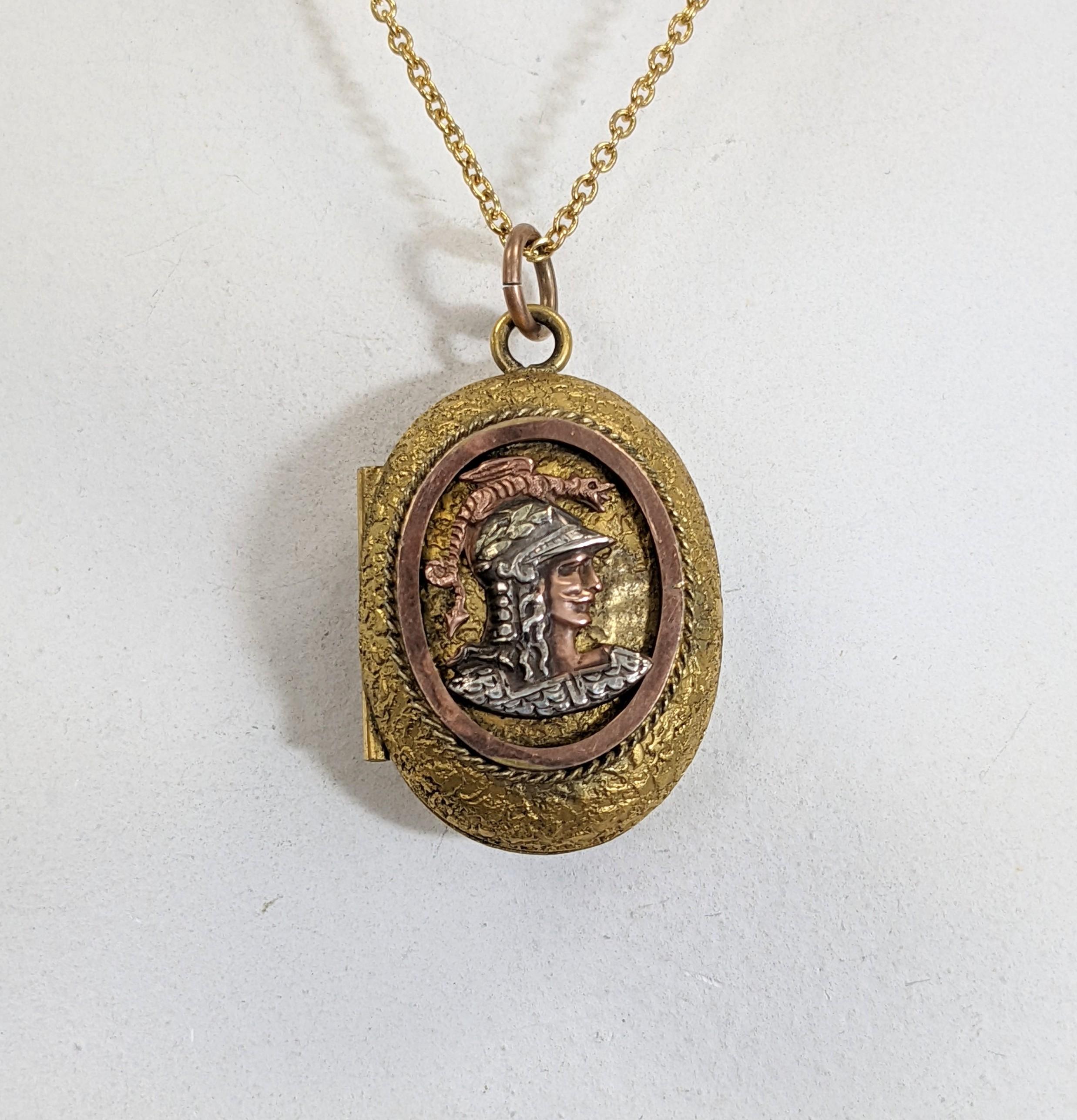 Tricolor Victorian Warrior Locket  In Good Condition For Sale In New York, NY