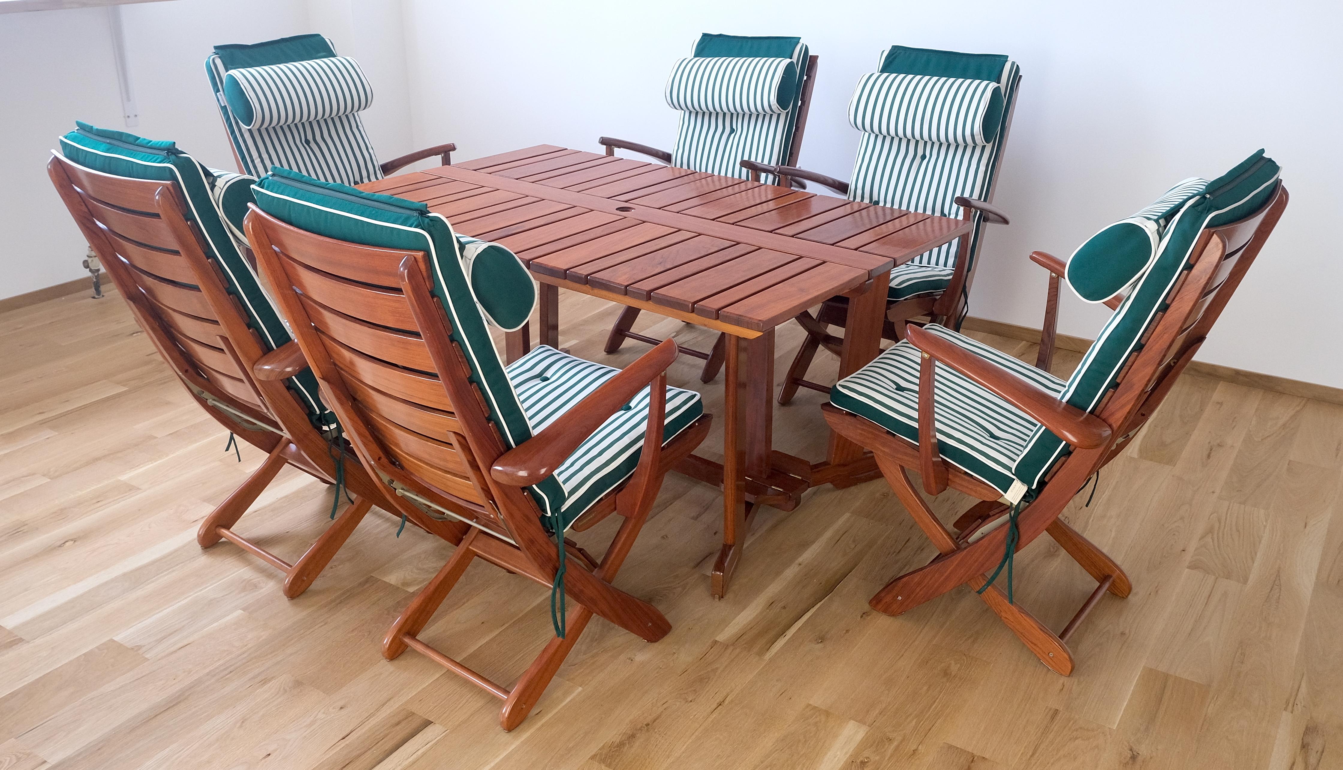Tricomfort Madein France SOLID Rosewood Adjustable Chairs Folding Table Outdoor For Sale 3
