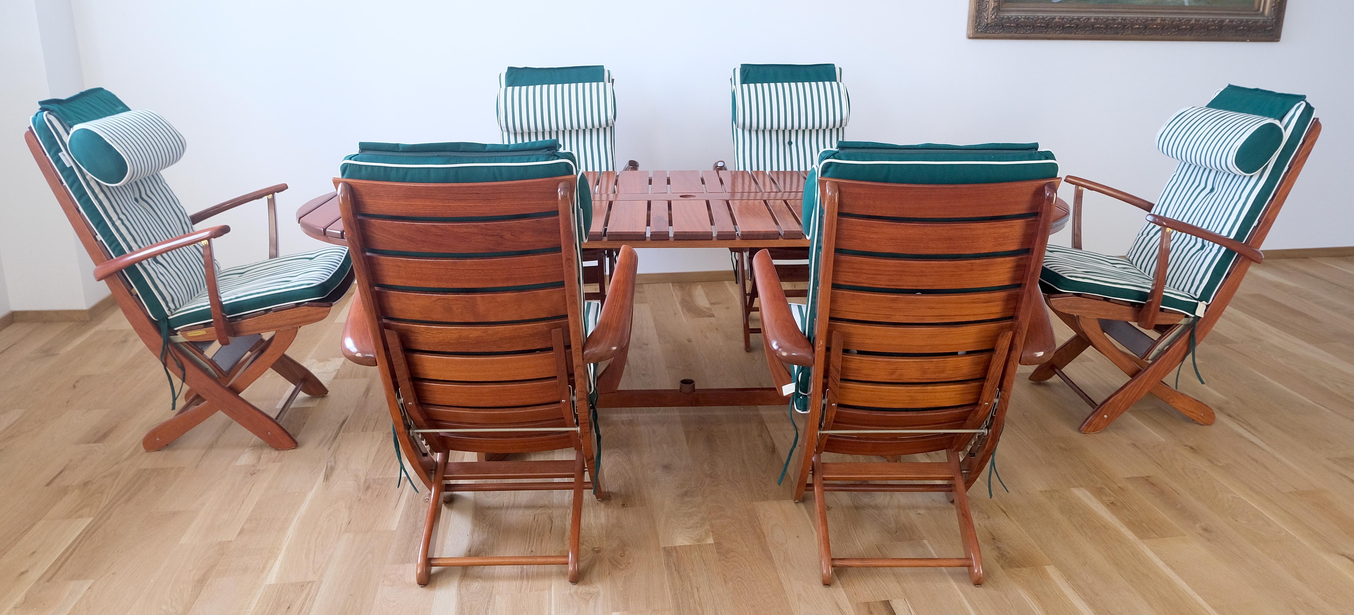 French Tricomfort Madein France SOLID Rosewood Adjustable Chairs Folding Table Outdoor For Sale