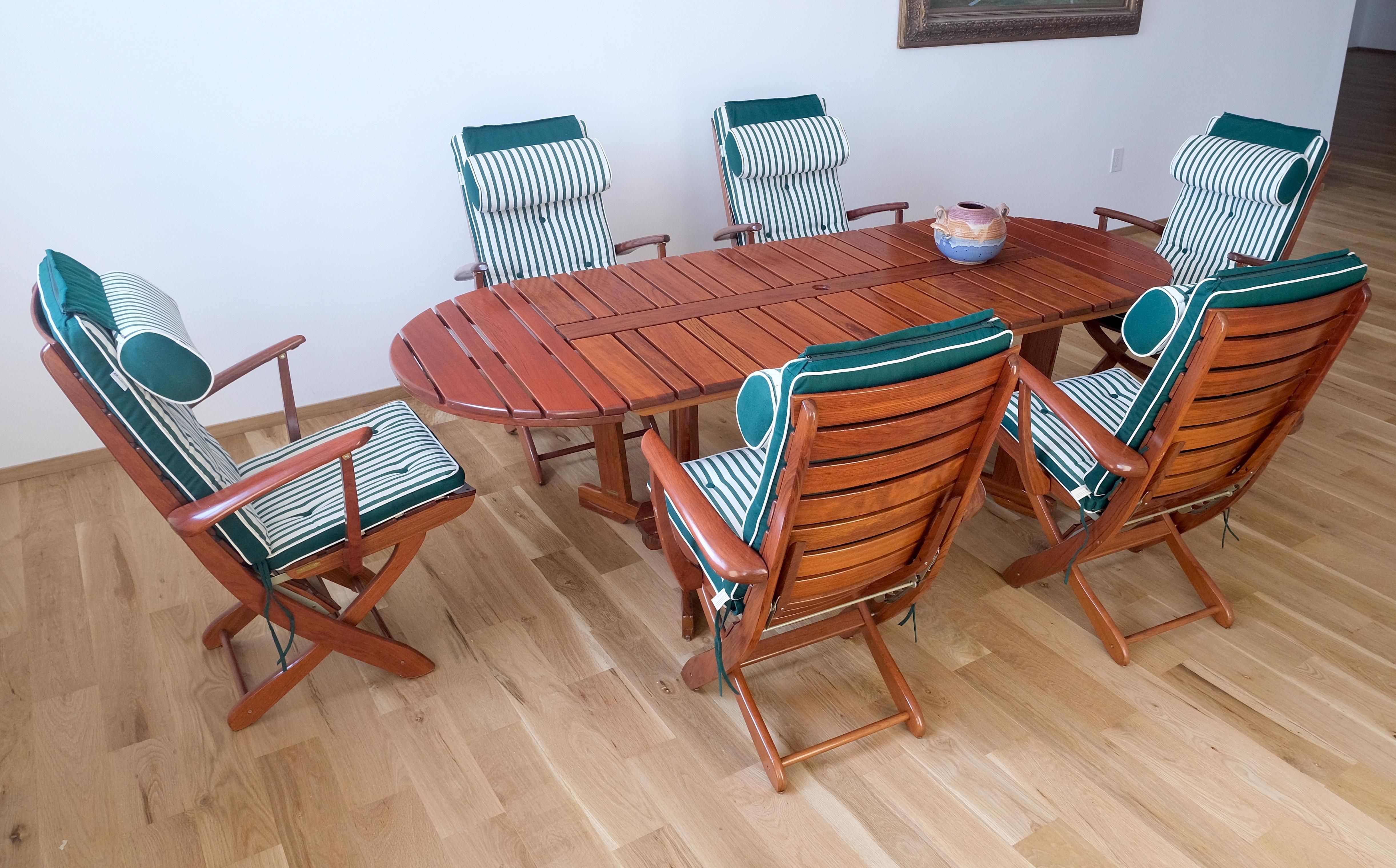 Tricomfort Madein France SOLID Rosewood Adjustable Chairs Folding Table Outdoor In Excellent Condition For Sale In Rockaway, NJ