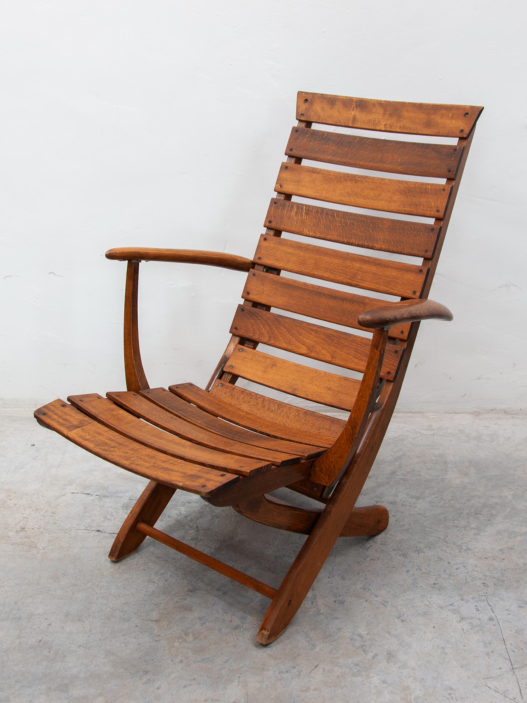Francese Triconfort Made in France Sedie da piscina regolabili in teak per esterni in vendita