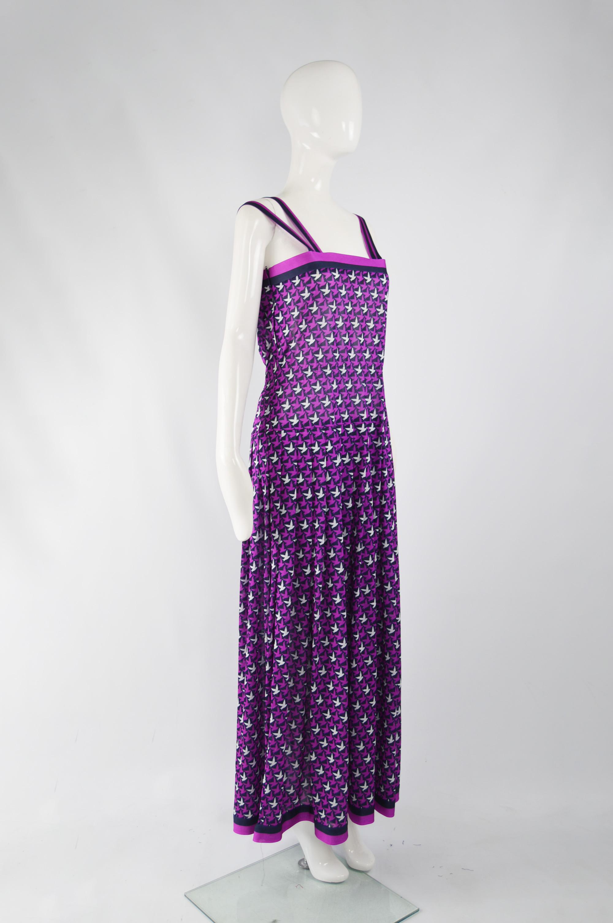 Purple Tricosa Paris Vintage 1970s Maxi Dress & Scarf For Sale