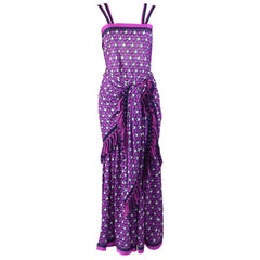 Tricosa Paris Maxi Vestido y Pañuelo Vintage Años 70