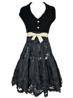 Robe à jupe complète avec nœud en Tricot Chic découpé au laser, années 2000