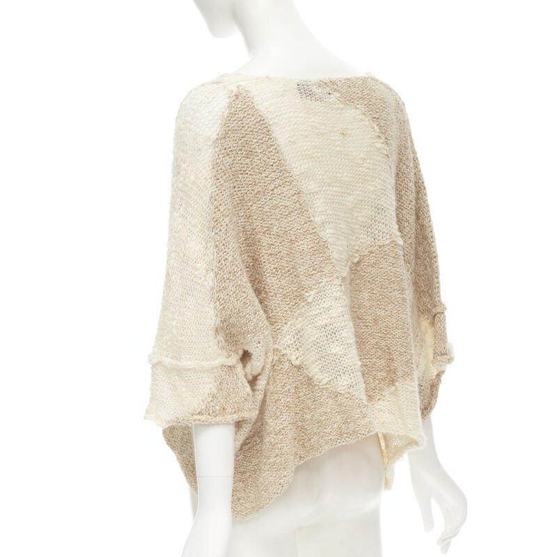 TRICOT COMME DES GARCONS 1980's Vintage Hand Made crochet knit wool sweater en vente 1