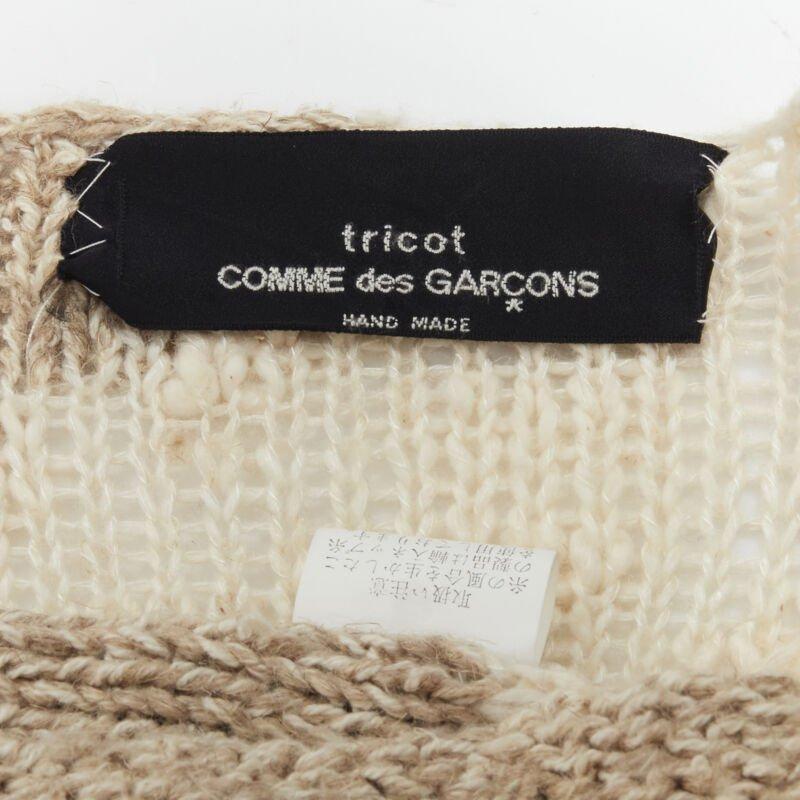 TRICOT COMME DES GARCONS 1980's Vintage Hand Made crochet knit wool sweater en vente 4
