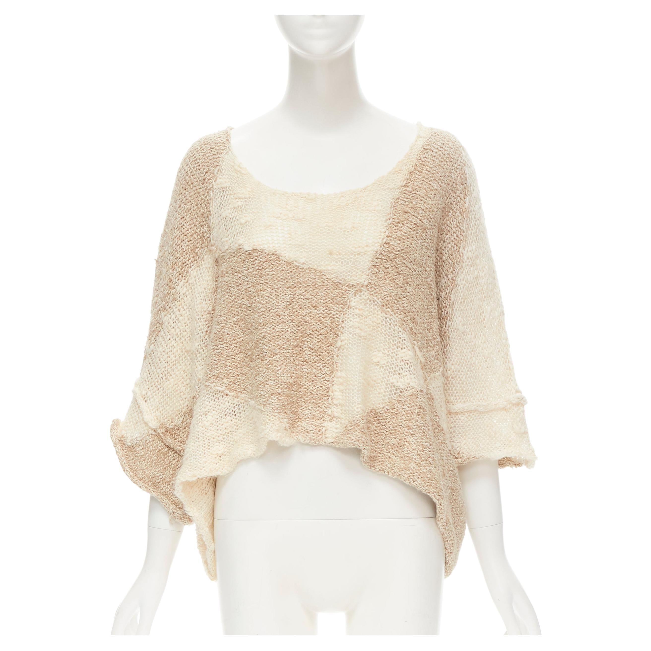 ALBERTA FERRETTI rayon blend knit nude beige floral cut out cardigan  sweater XS