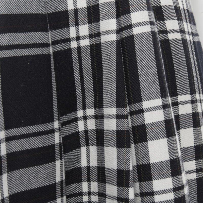 TRICOT COMME DES GARCONS 1980s Vintage plaid check sash pleated skirt M 5