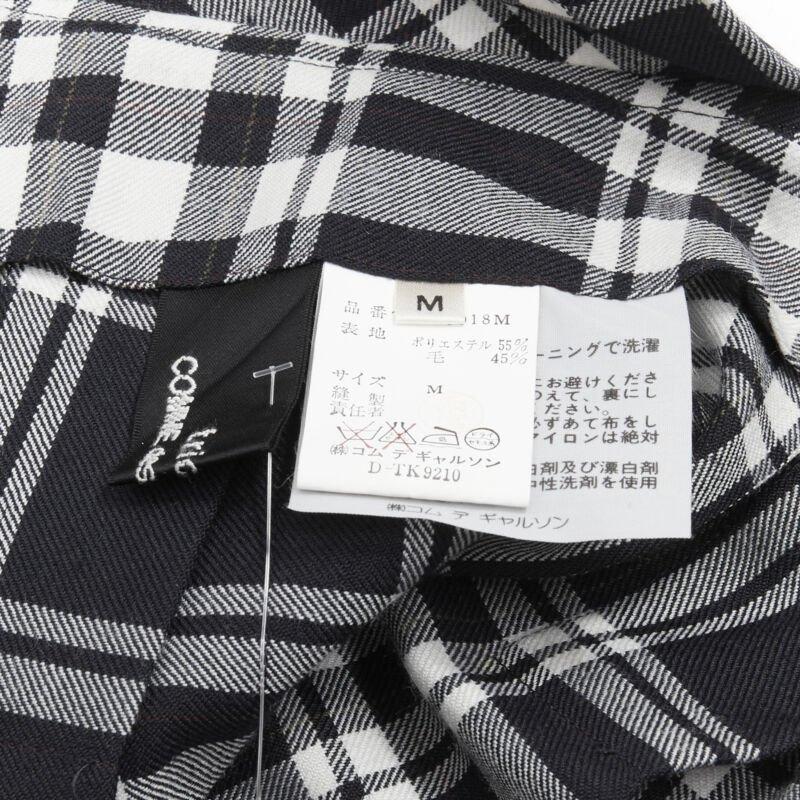 TRICOT COMME DES GARCONS 1980s Vintage plaid check sash pleated skirt M 6