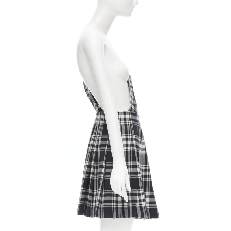 TRICOT COMME DES GARCONS 1980s Vintage plaid check sash pleated skirt M In Excellent Condition In Hong Kong, NT