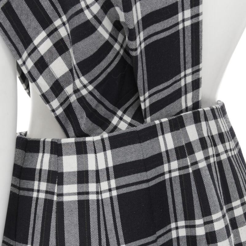 TRICOT COMME DES GARCONS 1980s Vintage plaid check sash pleated skirt M 1
