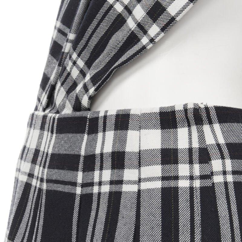 TRICOT COMME DES GARCONS 1980s Vintage plaid check sash pleated skirt M 2