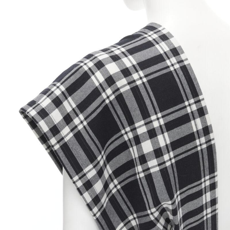 TRICOT COMME DES GARCONS 1980s Vintage plaid check sash pleated skirt M 3