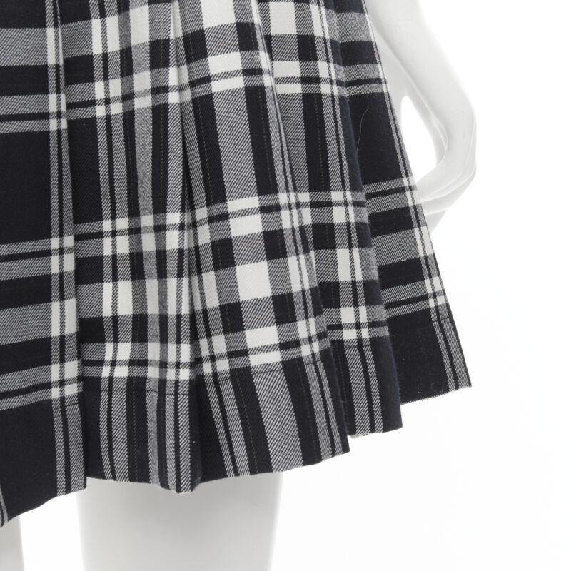 TRICOT COMME DES GARCONS 1980s Vintage plaid check sash pleated skirt M 4