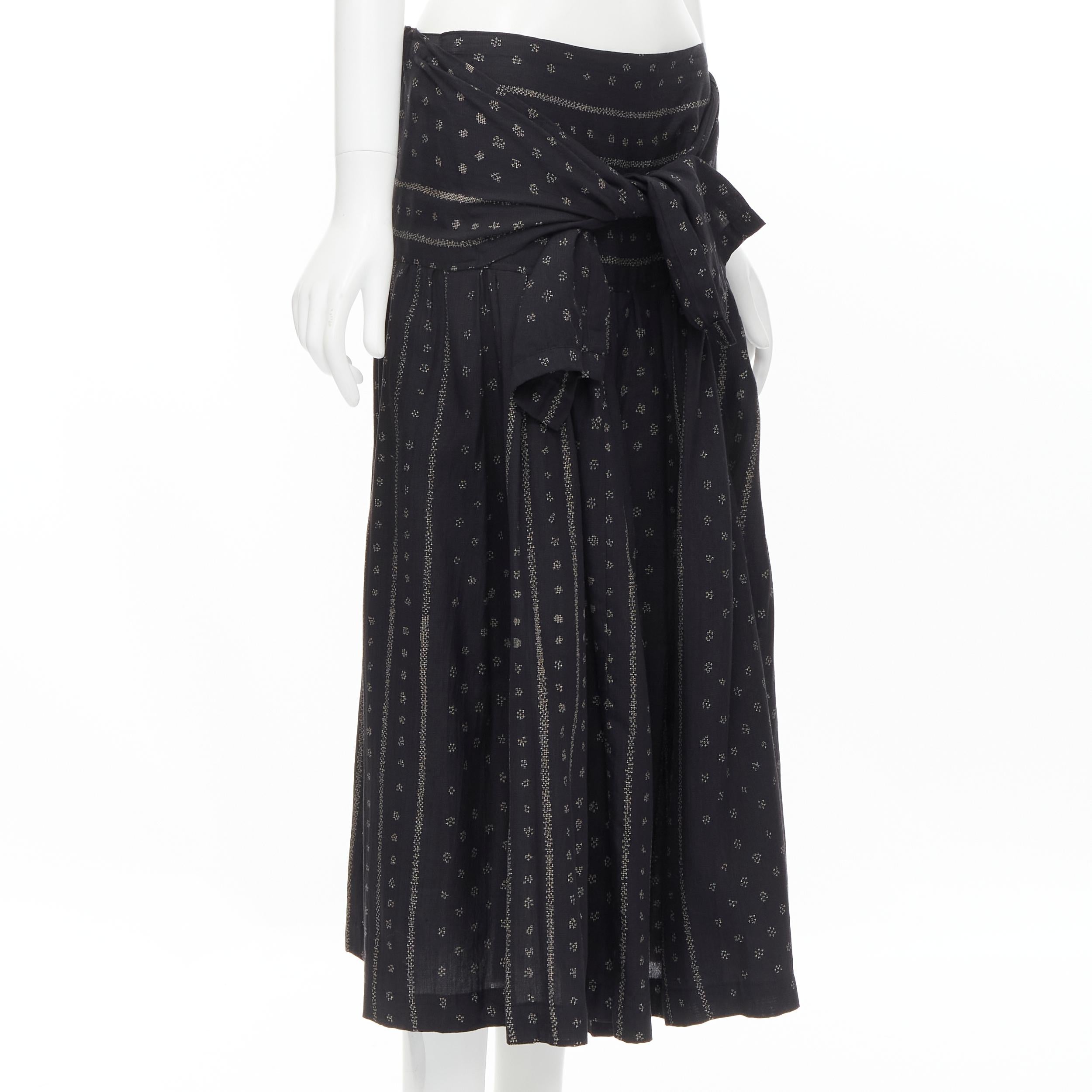 Black TRICOT COMME DES GARCONS black Ethnic Bohemian floral jacquard flared skirt S For Sale
