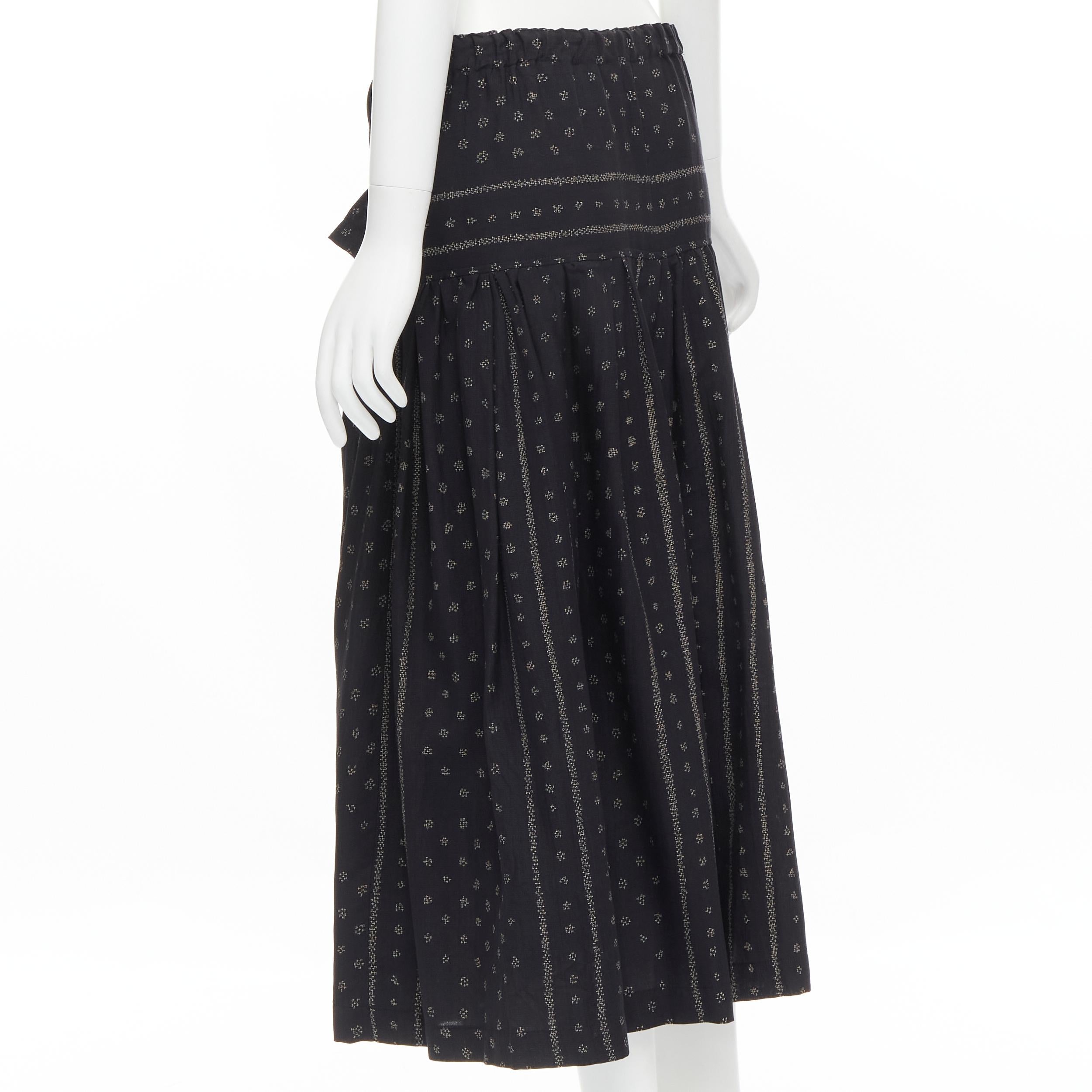 TRICOT COMME DES GARCONS black Ethnic Bohemian floral jacquard flared skirt S For Sale 1