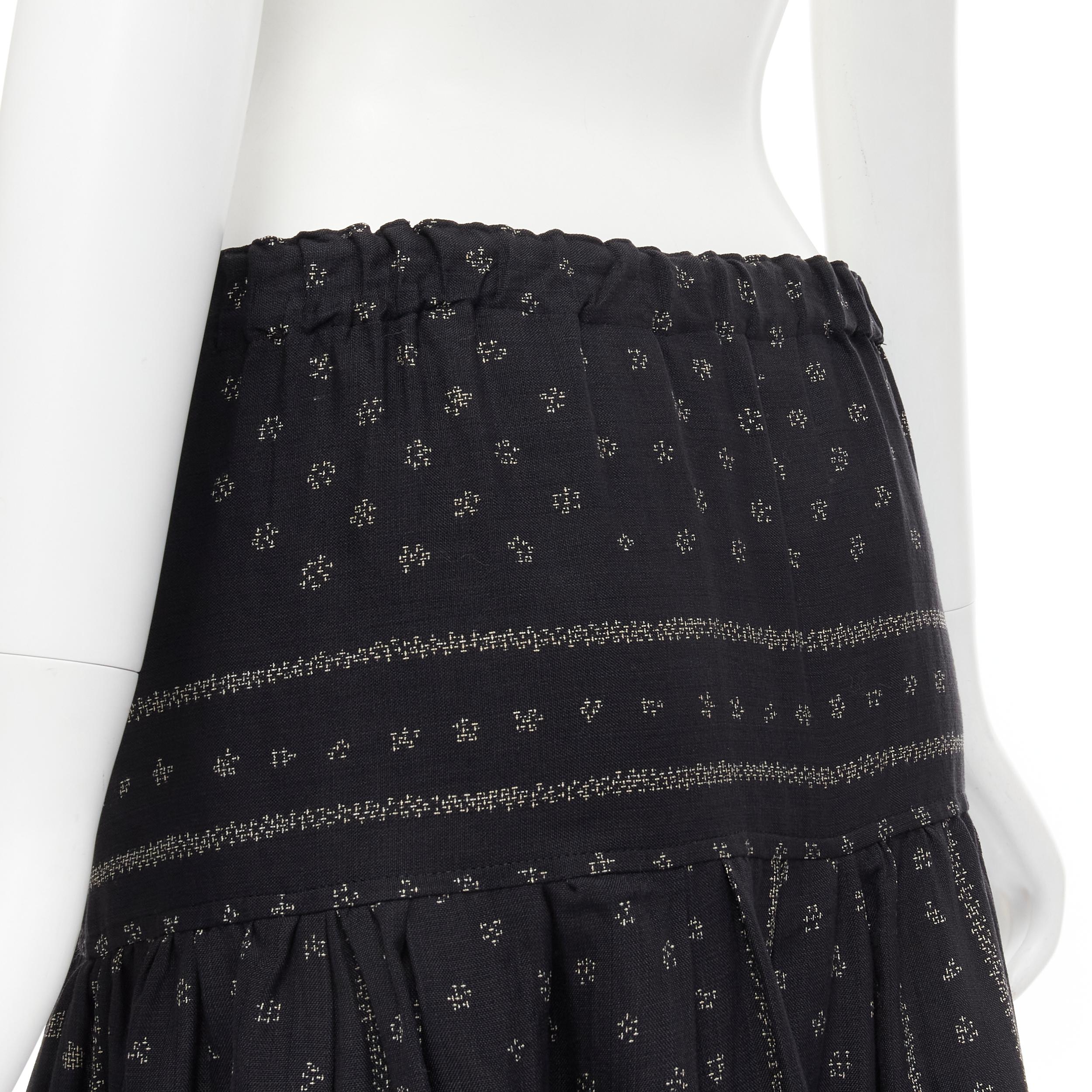 TRICOT COMME DES GARCONS black Ethnic Bohemian floral jacquard flared skirt S For Sale 2