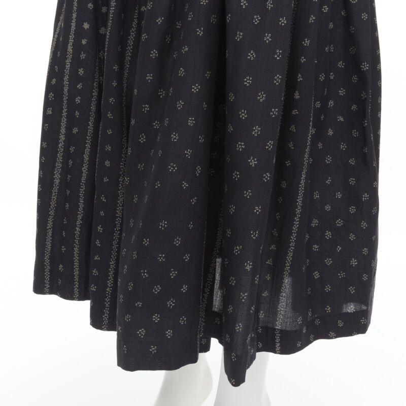 TRICOT COMME DES GARCONS black Ethnic Bohemian floral jacquard flared skirt S For Sale 2