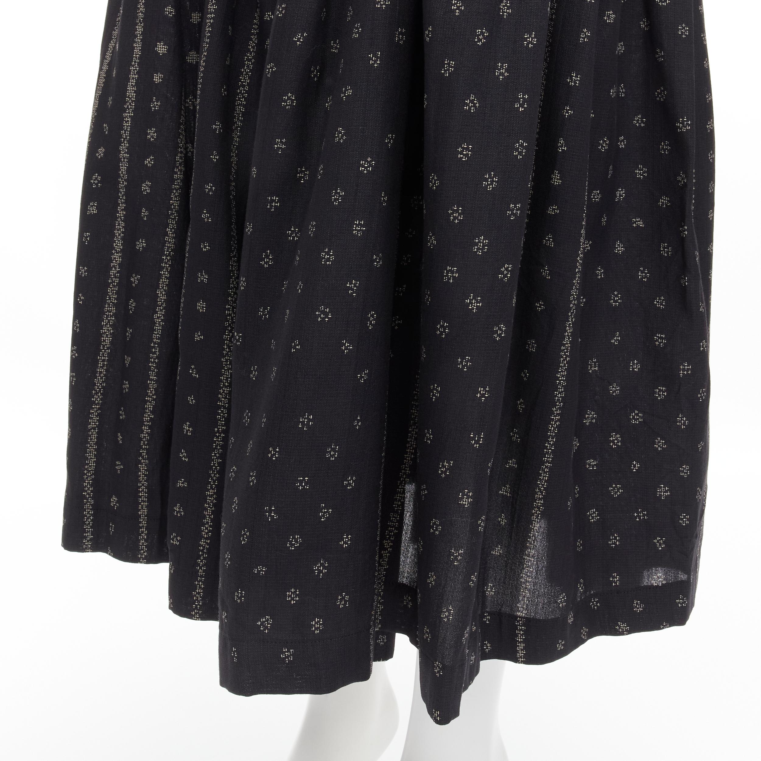 TRICOT COMME DES GARCONS black Ethnic Bohemian floral jacquard flared skirt S For Sale 3
