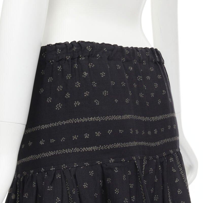 TRICOT COMME DES GARCONS black Ethnic Bohemian floral jacquard flared skirt S For Sale 3