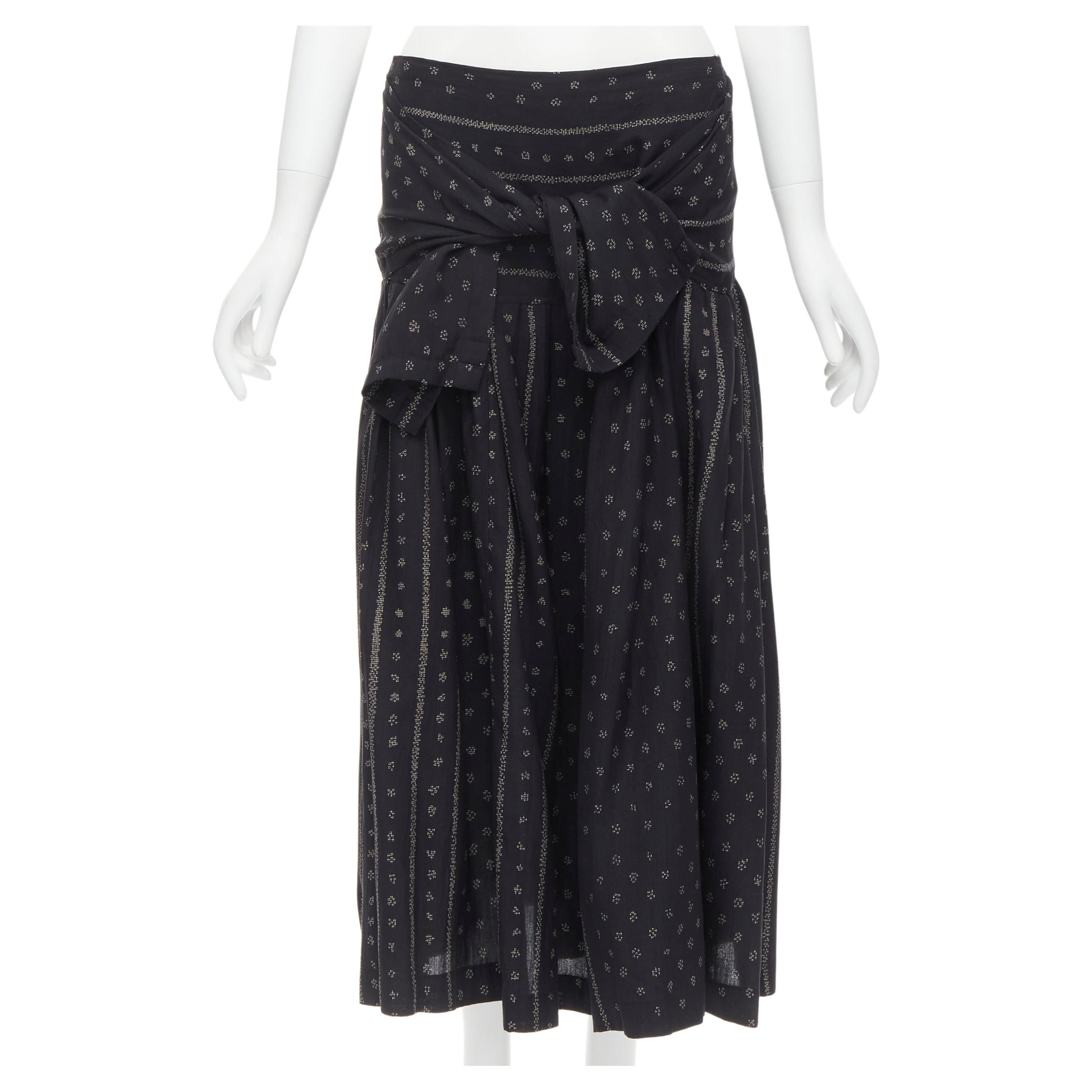 TRICOT COMME DES GARCONS black Ethnic Bohemian floral jacquard flared skirt S For Sale