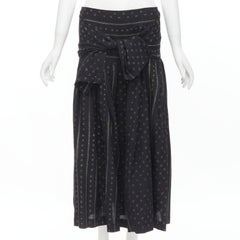 TRICOT COMME DES GARCONS schwarzer ethnischer böhmischer ausgestellter Jacquard-Rock mit Blumenmuster S