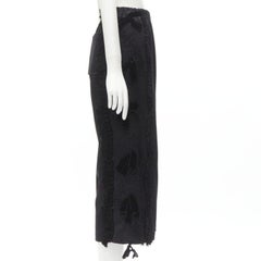 TRICOT COMME DES GARCONS black ruffle floral velvet ribbon trim wide pants S