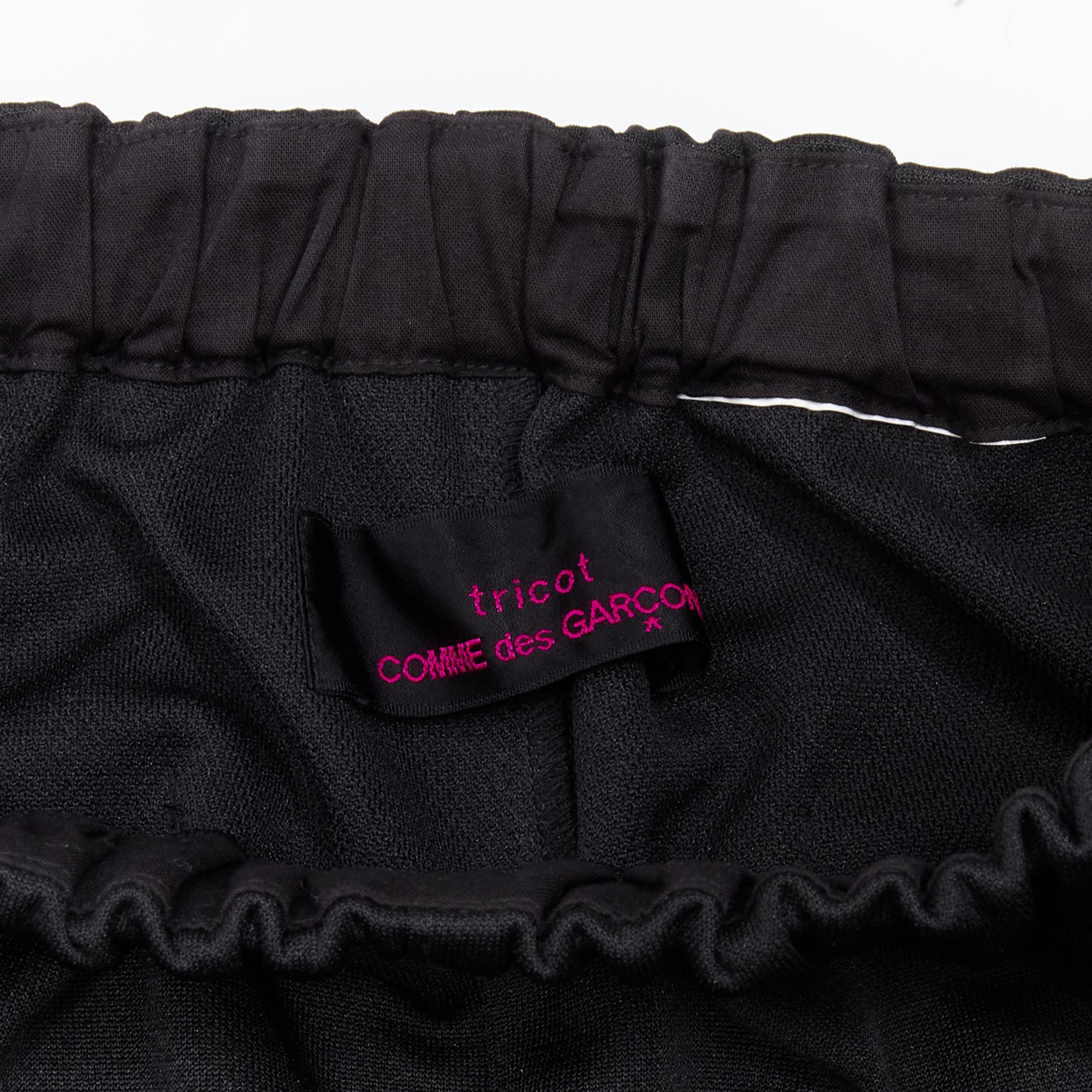 TRICOT COMME DES GARCONS black ruffle floral velvet ribbon trim wide pants S For Sale 2